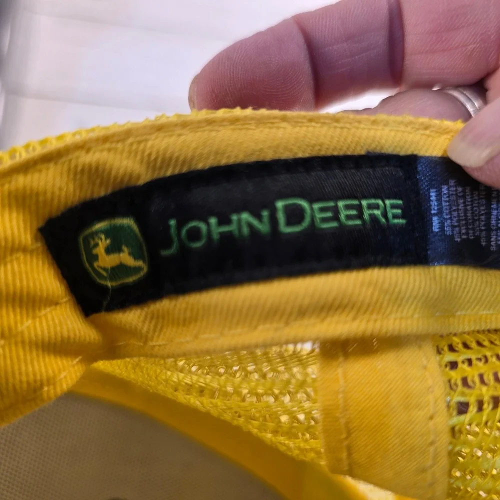 John Deere Youth Trucker Hat Green Yellow Mesh Back Adjustable Snapback Cap